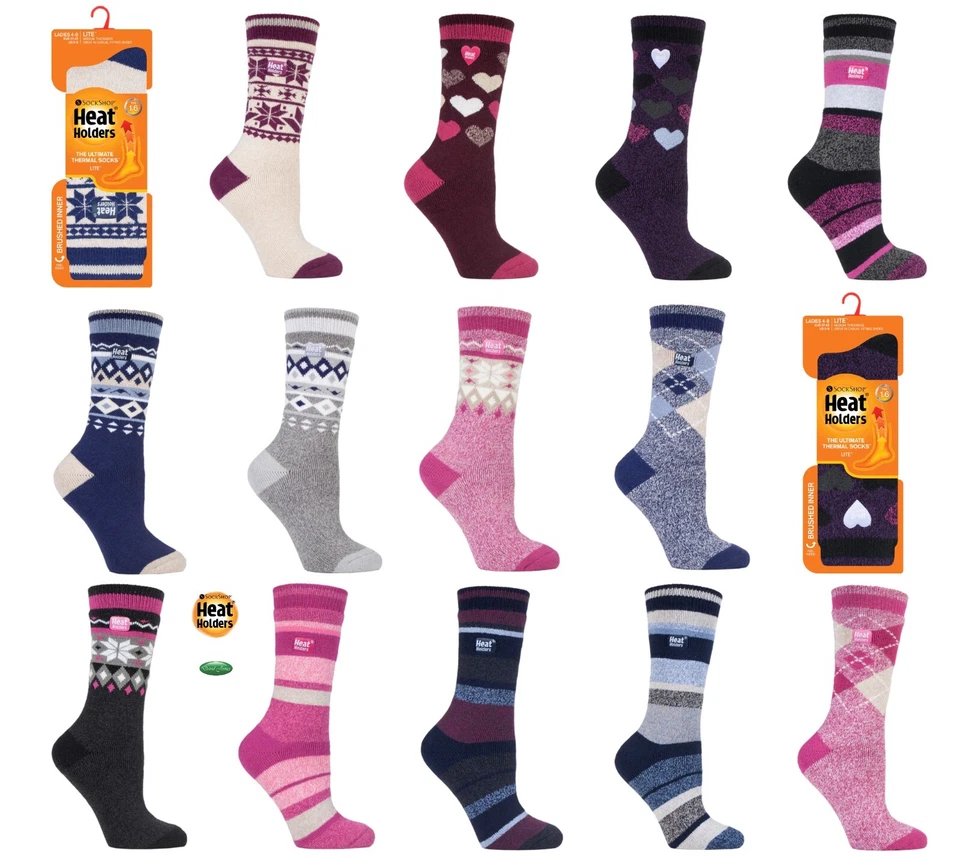 Heat Holders LITE Thermal Winter Warm Socks UK 4-8 EUR 37-42 Jacquard mix