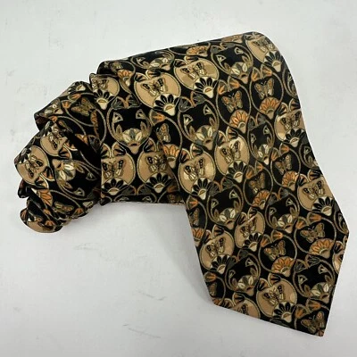 Галстук Brioni XL ручной работы в Италии 100% шелк черный и золотой бабочка 60,5 дюйма x 3,75 дюйма - Изображение 1 из 4