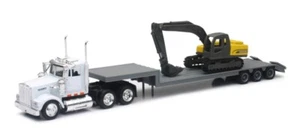 Kenworth W900 w/ Lowboy Trailer and Excavator  1/43 Scale Diecast Model - WHITE - Picture 1 of 1