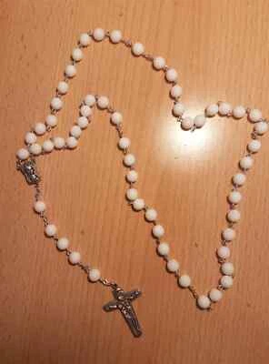 Rosenkranz weiß, Glasperlen, Kommunion, NEU - Bild 1 von 2