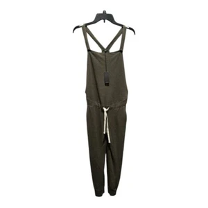 Monrow Womens Size XS Sleeveless Drawstring Knit Jumpsuit Green Button Straps - Picture 1 of 12