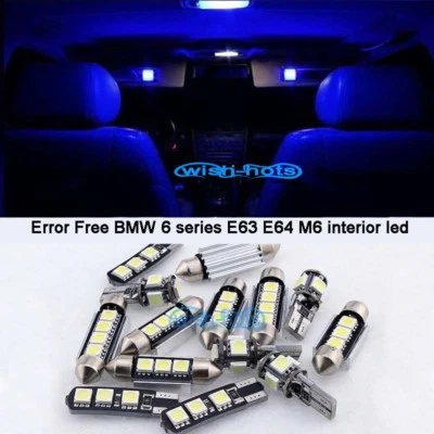 Kit de 15 luces LED interiores azules para 04-10 BMW serie 6 E63 E64 M6 645ci 650i M Foto 1 de 4