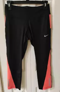 NIKE Women's Running Dri Fit Black Orange Capri Polyester Spandex NWT Size Small - Picture 1 of 5