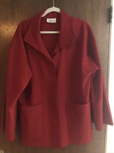 mary mcfadden signature collection 100% merino wool blazer jacket red size sml - Picture 1 of 9