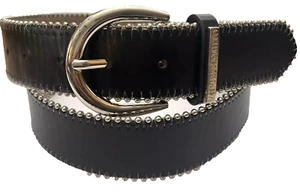 Vince Camuto Polyurethane Fashion Belt Designer Silver Embellished Black NEW - Picture 1 of 13