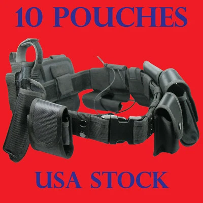 VALUEBUY BATTERY Tactical Police Security Guard Duty Belt Oxford Utility Kit Pouch System Black