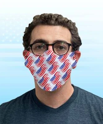 Face Mask Nose Mouth Cover Washable Reusable USA Made Fabric Mask American Flag  - Image 1 of 2