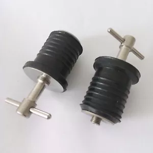 2 x 1" Drain Plug Rubber Stainless Steel Twist Boat Hull Livewell Drain Plugs - Picture 1 of 5