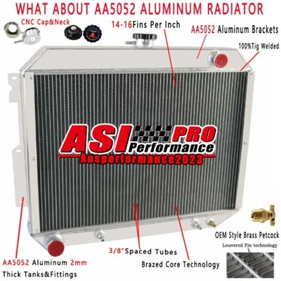 4-Row Radiator Fits 1966-1970 Dodge Polara/Plymouth Fury/Chrysler 300 7.2L V8 US Foto 1 de 4