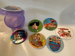 Flintstones Pogs ONE container, with 5 pogs and one plastic slammer RANDOM - Picture 1 of 2