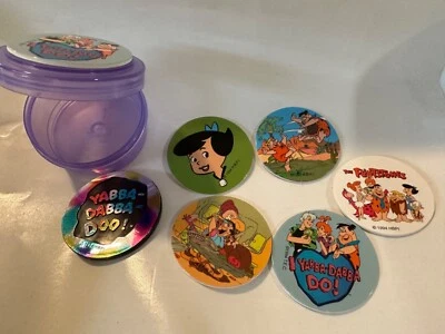 Flintstones Pogs ONE container, with 5 pogs and one plastic slammer RANDOM - Image 1 of 2
