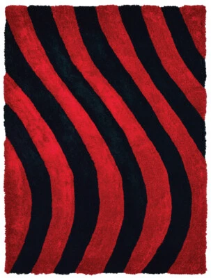 United Weavers Red Rows Waves Lines Shag/Flokati Area Rug Geometric 2100 21630 - Image 1 of 4