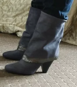 Gorgeous Grey Soft Leather Block Heel Guess Boots Size 39 - Picture 1 of 8