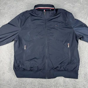 Tommy Hilfiger Bomber Jacket Mens XXL Blue 100% Polyester Zip-Up Water Resistant - Picture 1 of 13