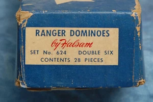 Vintage 28 Stück Halsam Dbl Six Ranger Dominosteine in Top Zustand - Bild 1 von 4