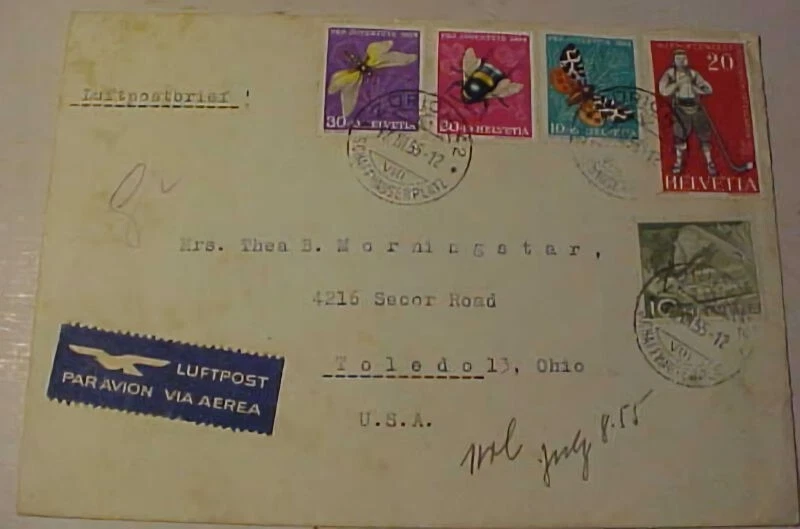 SUIZA MARIPOSA 1955 YO US SOLAPA ROTA Foto 1 de 1