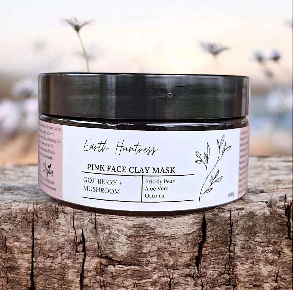Hydrating Face Clay Mask. Goji + Mushroom with Prickly Pear Seed Oil. Vegan 100g - Image 1 of 1