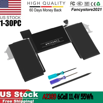 批量 A2389 电池 适用于 MacBook Air 13 英寸 2020 A2337 M1 EMC 3598 MGN53L/A — 第 1/4 张图片