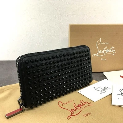 [Unused] Christian Louboutin Zip Wallet Black x Red Leather [EX] ship From JAPAN - Image 1 of 4