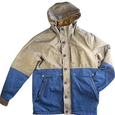 Matix Hooded Jacket Men’s Large Tan Blue Colorblock Camo Lined Streetwear - Image 1 of 4