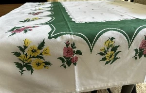 VERMONT COUNTRY STORE 50’s Vintage Inspired Tablecloth FLORAL BORDER 62 x 90 - Picture 1 of 12