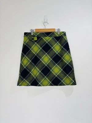 Falda Hobbs Mujer Talla 10 Verde Azul Marino Cuadros Lana por Moon Tweed Mini Lápiz Corto Foto 1 de 4