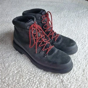 Ugg Biltmore Hiking Boot Men 9.5 Leather Water Resistant Black Red Laces VG - Picture 1 of 8