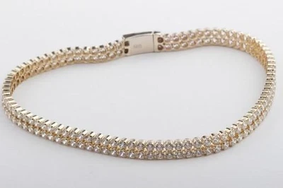 Tennis Armband 585 er 14 kt Gelb Gold 2 reihig Top! # - Bild 1 von 4