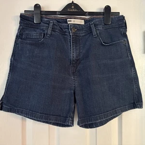 Levi's Women's Stretch Blue Jean Split Hem Logo Mid Rise 5" Shorts - Size 12 - Picture 1 of 2