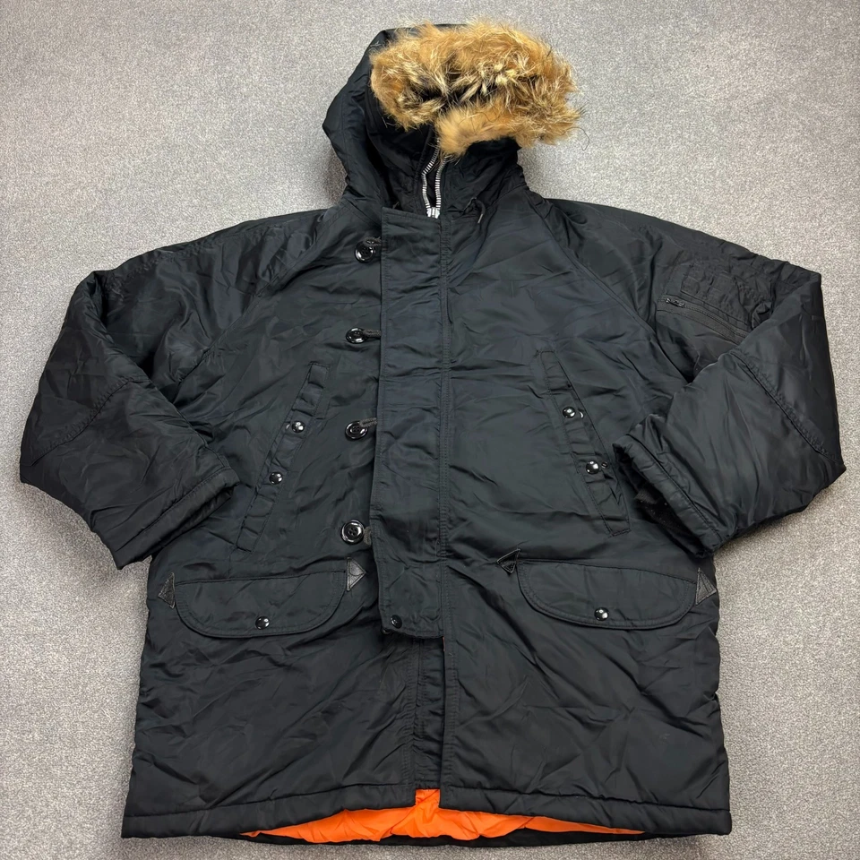 N 3B Jacket Adult Medium Black Army Extreme Cold Parka Snorkel Outdoor Hood Mens - Image 1 of 4