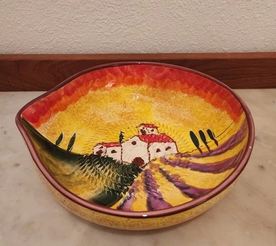 Я вижу Испанию керамический чеснок имбирь сыр терка чаша 11Wx3.25H ферма пейзаж - Изображение 1 из 4