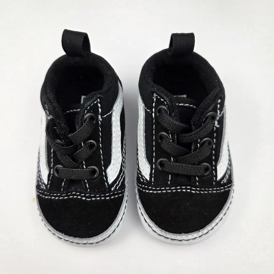 VANS Old Skool Crib Baby Boys Shoes Size 4 Color Black/true White