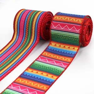 Estivaux 2 Rolls Mexican Fiesta Ribbons for Wreath Bows, 2.5"×10 Yards Wired ... - Picture 1 of 5