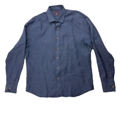 Untuckit Mens L Blue Santo Navy Linen Long Sleeve Button Up Shirt - Image 1 of 4