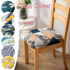 Printed Removable Stretch Dining Seat Covers Washable Elastic Chair Slipcover - Picture 1 of 34