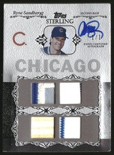 2006 Topps Sterling Quad Relics Autographs Silver Prime Ryne Sandberg Auto 1/1