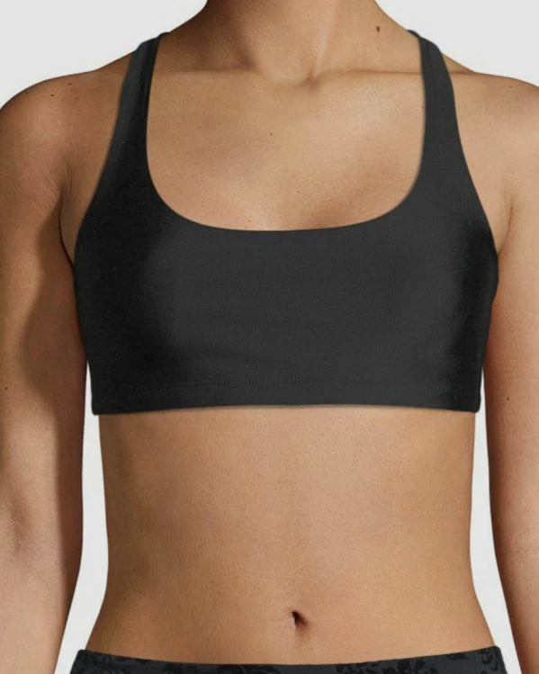 Onzie Women's Black Solid Chic Strappy Racerback Sports Bra Size Small