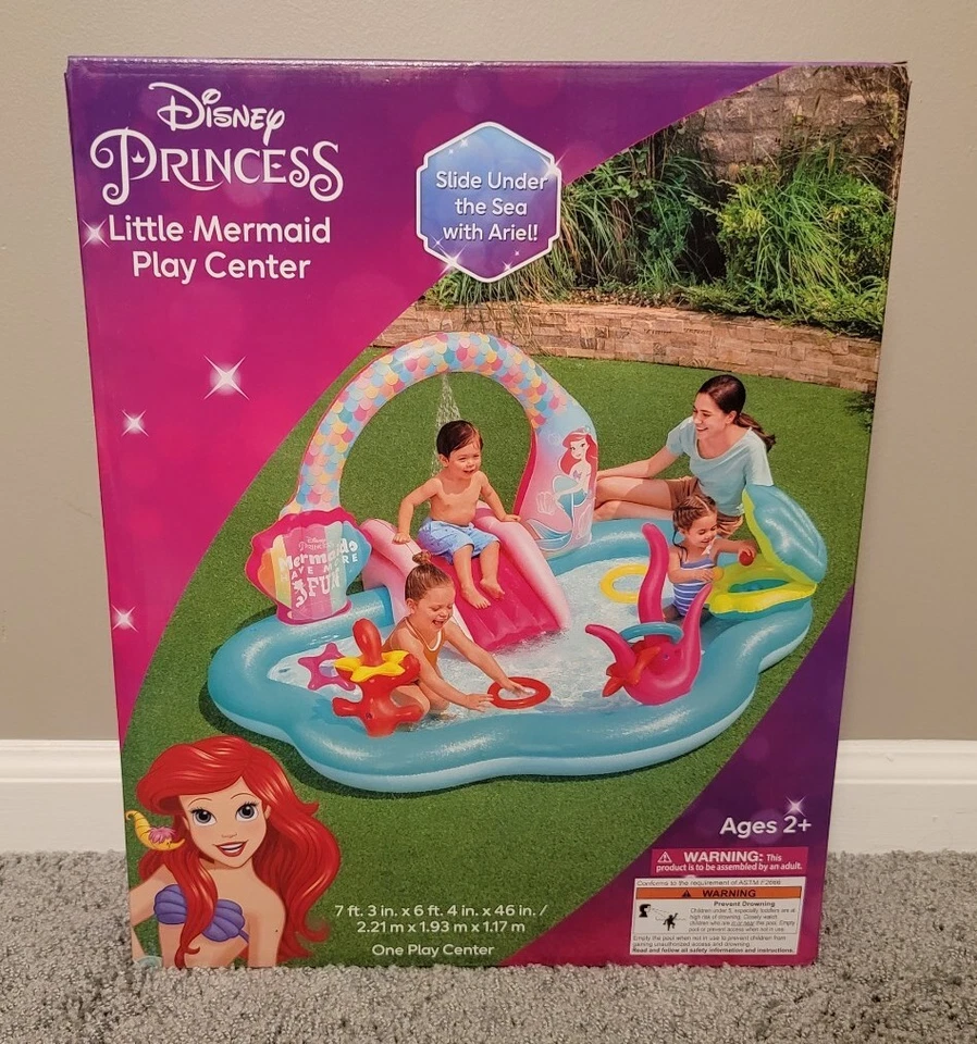 Disney Princess Ariel Little Mermaid Kids Swim Play Center Inflatable Pool