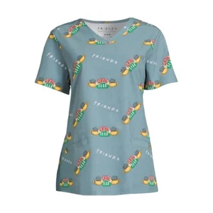 Friends “Central Perk” Women’s Scrub Top. Brand New. Sz 3X. Sage Colored. - Picture 1 of 6