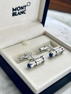 MONTBLANC GEMELLI UOMO ARGENTO E LAPISLAZZULI LOGO MONTBLANC NUOVI - Immagine 1 di 4
