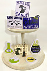 Witches & Black Cats Tiered Tray Bundle Full Set Of 9 Signs Tier Decorations
