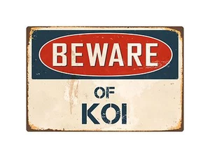 Attenzione alle Koi 8" x 12" insegna vintage alluminio retrò metallo VS240 - Foto 1 di 1