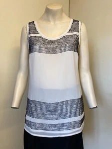 M&S Autograph Cream Ivory Beaded Top Sleeveless Lined - Size 12 - New! - Picture 1 of 4