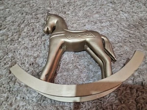 Dekoration Holz Schaukelpferd Deko Weihnachten Pferd Gold NEU - Bild 1 von 1