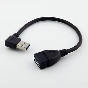 USB 3.0 Type A Male Right Angle to USB 3.0 A Female Data Extension Adapter Cable - Picture 1 of 5