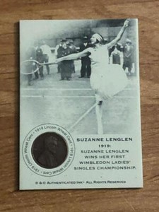 Authenticated Ink Coin Card - 1919 Lincoln Wheat Penny - Suzanne Lenglen