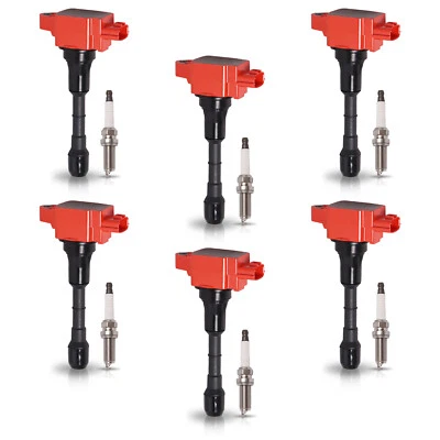 Bobina de encendido de 6 piezas y bujía de iridio de 6 piezas para 14-15 INFINITI Q50 V6 3,7 L UF617 Foto 1 de 4