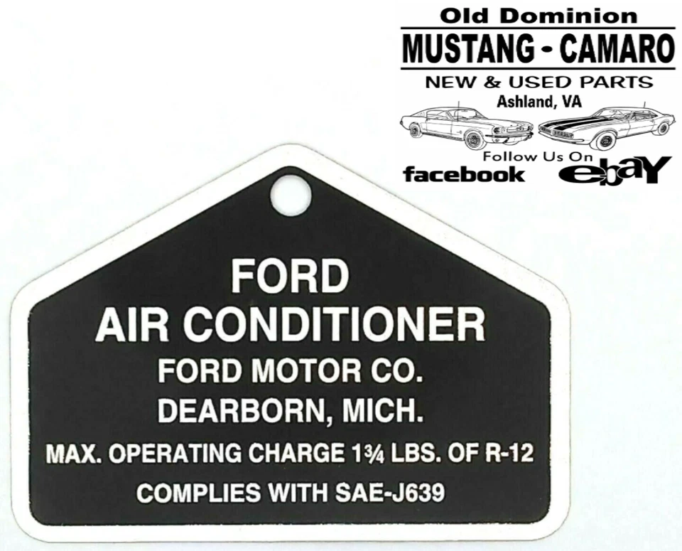 Mustang 1965-1966 compresor de aire acondicionado etiqueta metálica Foto 1 de 1
