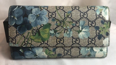 Cartera Continental GUCCI Floral GG Blooms Floral Estampado Azul Lona Foto 1 de 4