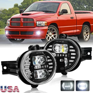 Pair LED Fog Lights With DRL For Dodge Ram 1500 2500 3500 Durango Pickup 2002-08 - Picture 1 of 16